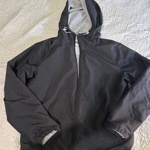 Old Navy Men's Black Hooded Windbreaker with Gray Lining